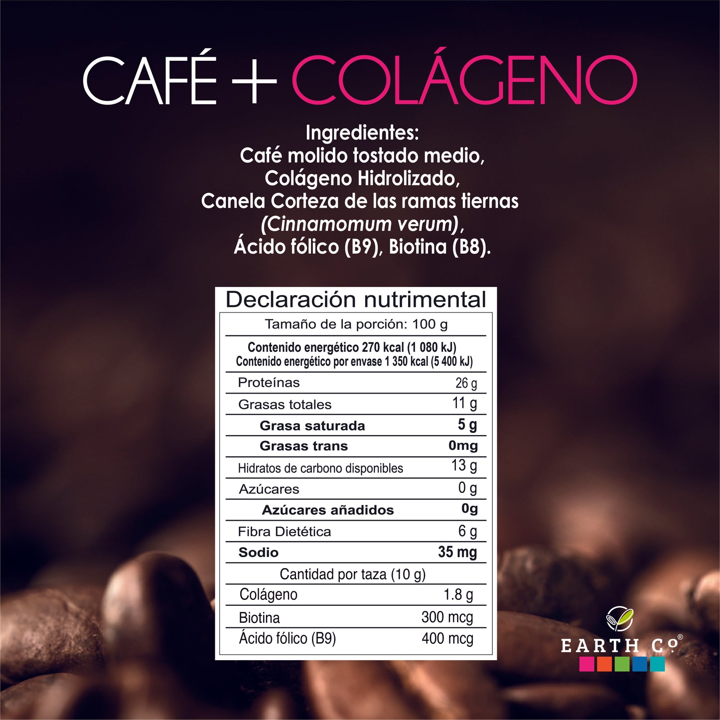 Cafe + colágeno y biotina 500 grs