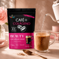 Café + Colágeno y Biotina de Earth Co preparándose en agua caliente, café instantáneo cremoso con colágeno disolviéndose en la taza.