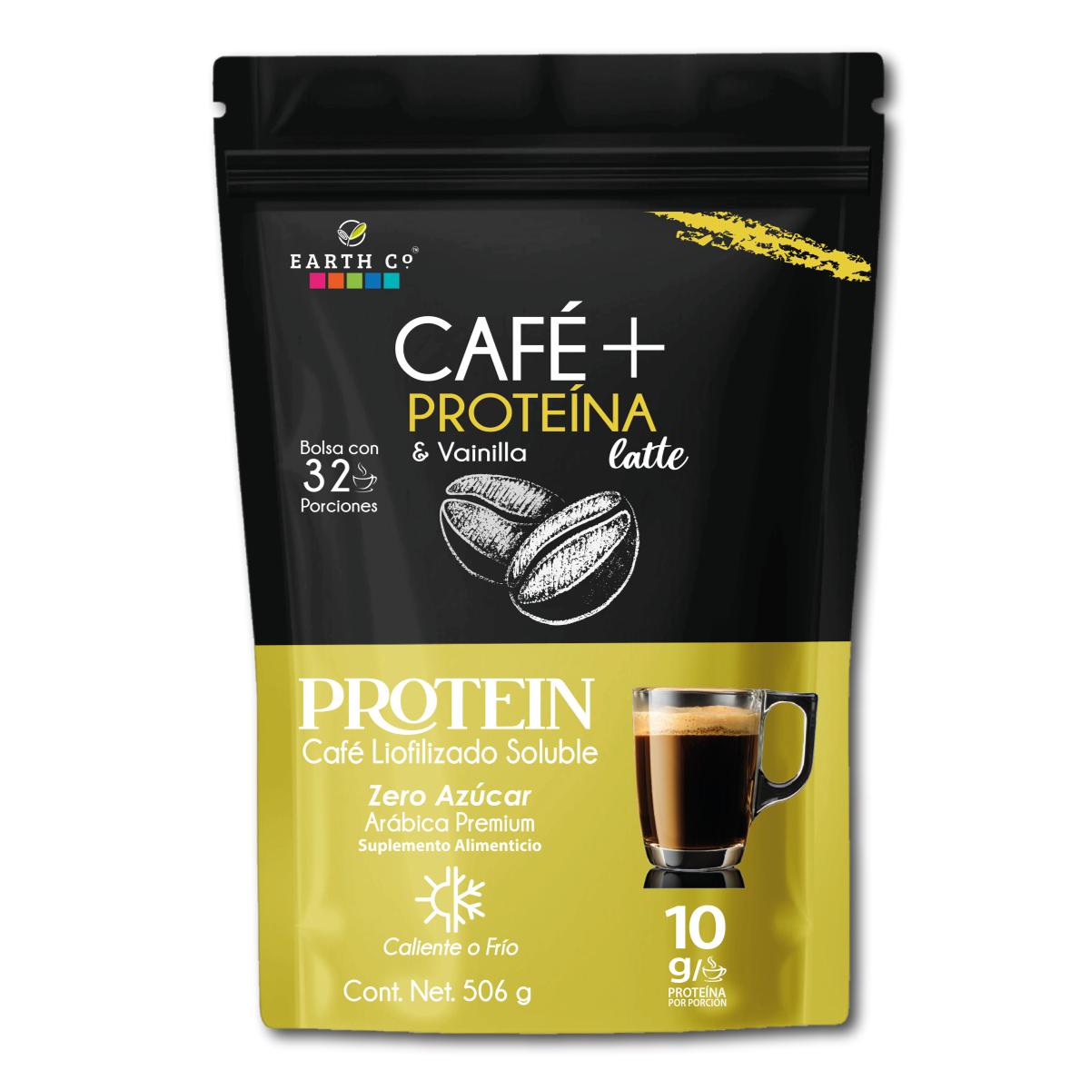 Earth Co Café + Proteína Vainilla — frente de la bolsa 506 g