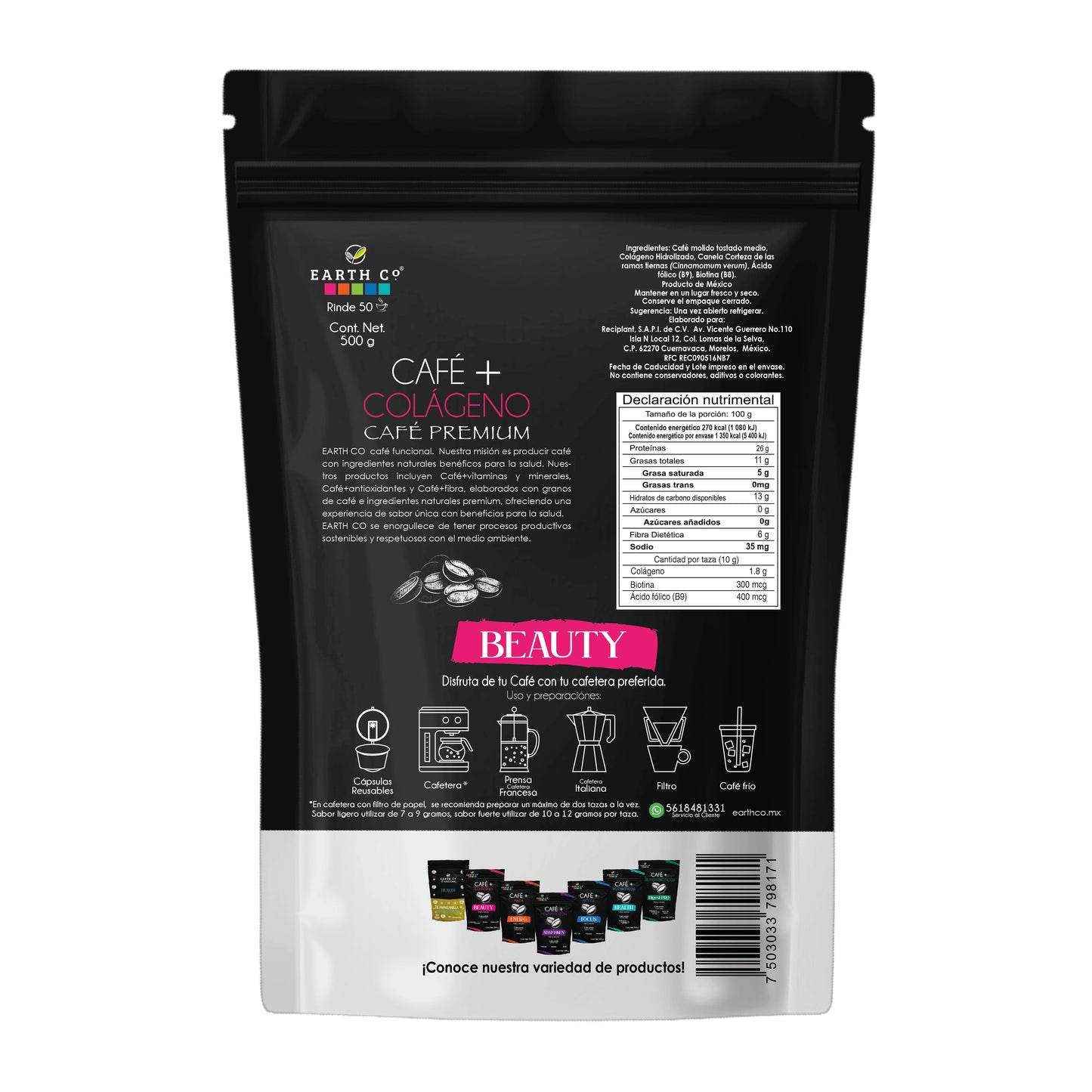 Cafe + colágeno y biotina 500 grs